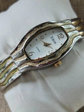 Eikon Ladies Wristwatch Gold/Silver Tone Cuff Band Analog Quartz Wrist Watch